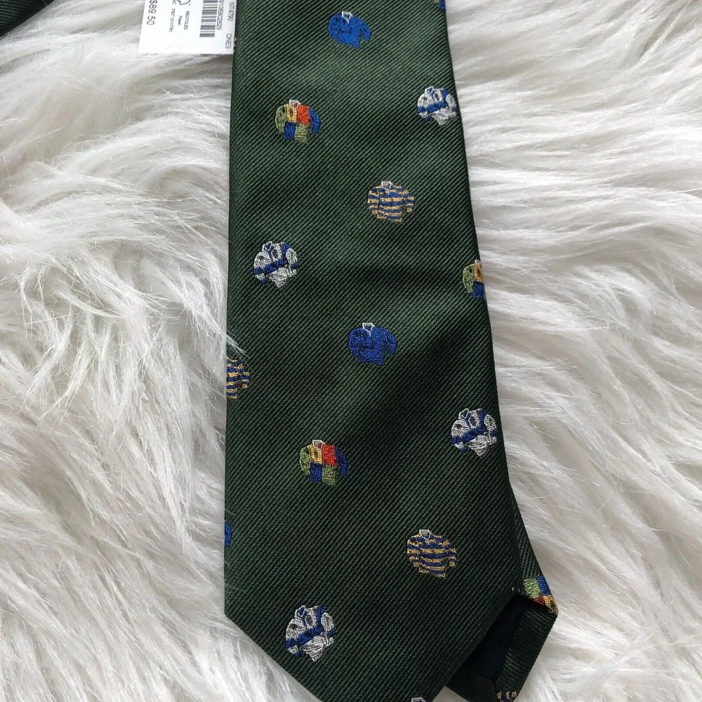 J.Crew Ludlow‎ Neck Tie One Size Green Sweatshirt Embroidered NWT